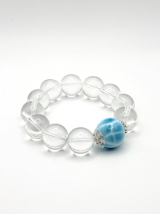Larimar(17.4mm) with Clear Quartz